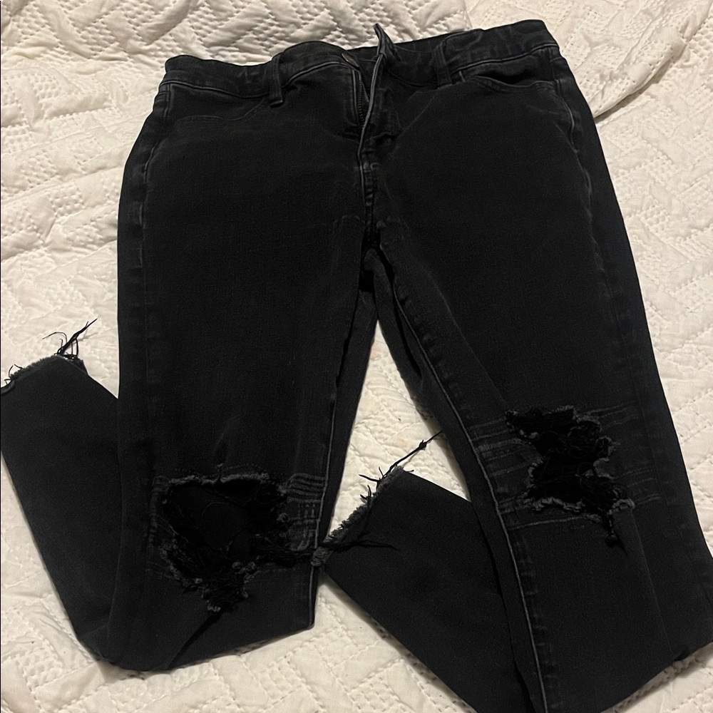 American Eagle Outfitters Black Ripped Skinny Jeans
